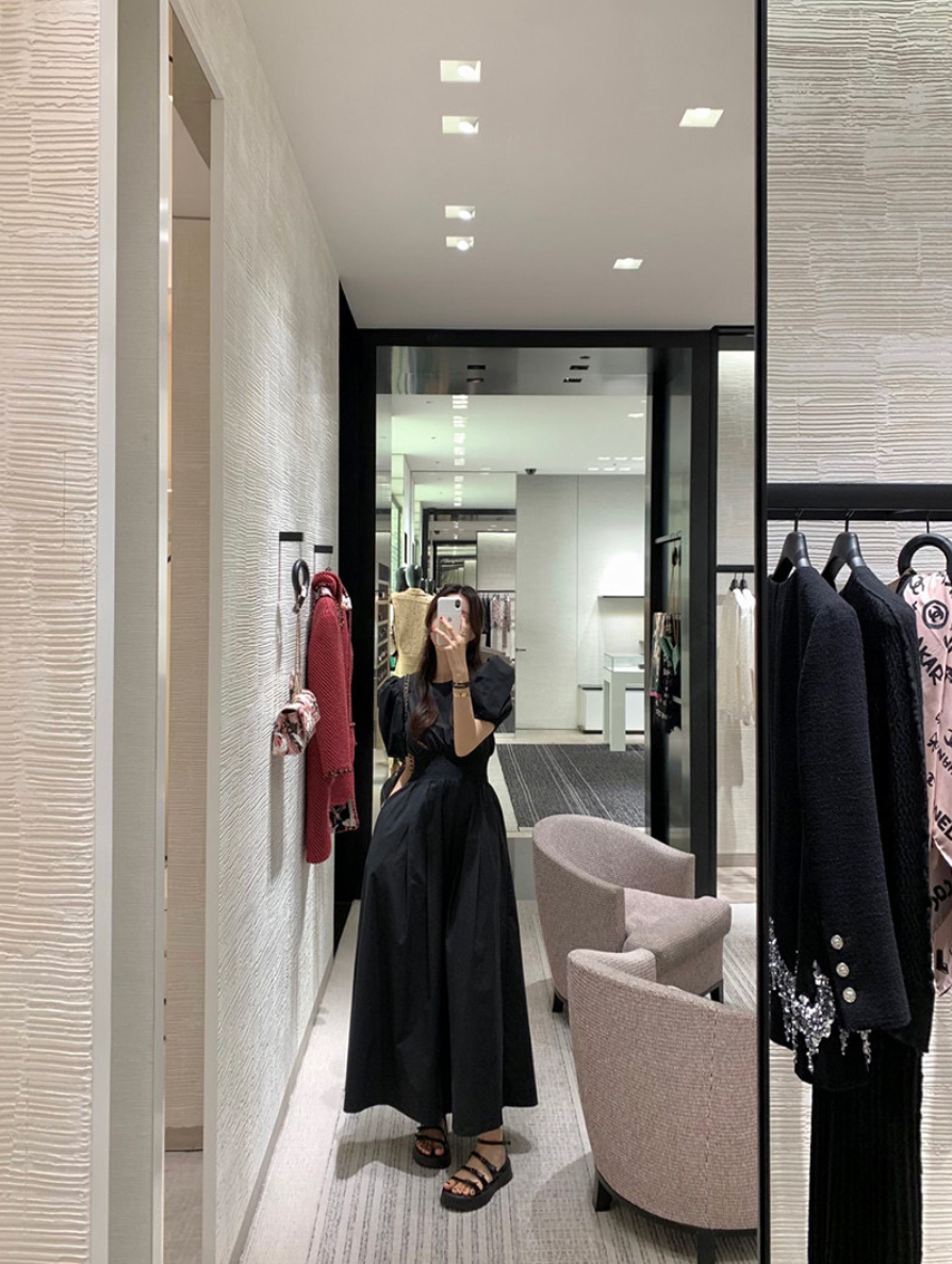 【一部即納】ウエストシャーリング パフスリーブワンピース