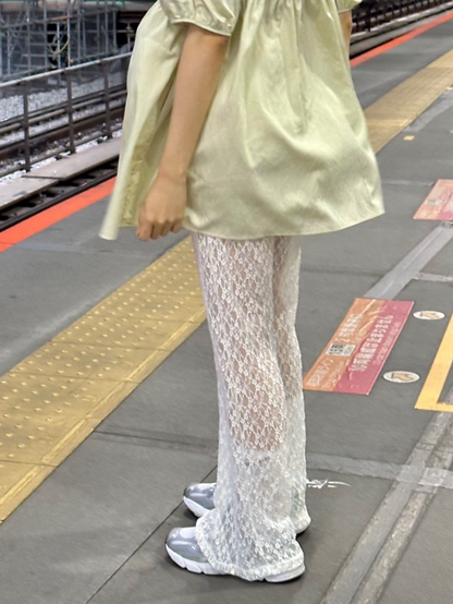 新作【即納 6/26(金)12:00～販売START】シアーレースフレアパンツ