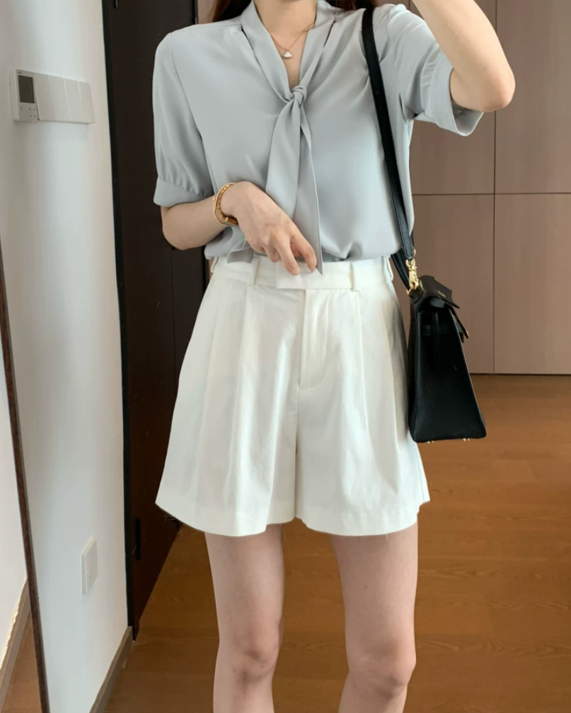 新作【即納 4/24(金)12:00～販売START】ハイウエストタックショートパンツ