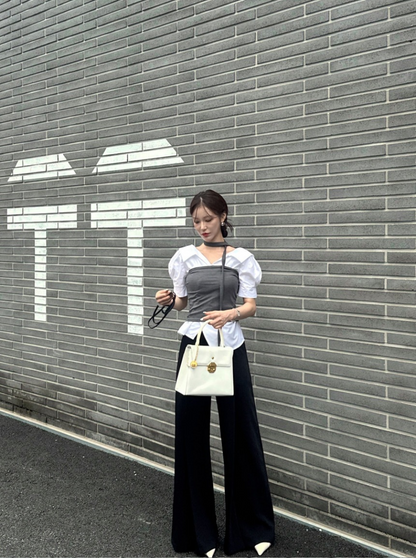 新作【即納 5/22(金)12:00～販売START】アシメオープンカラーシャツ