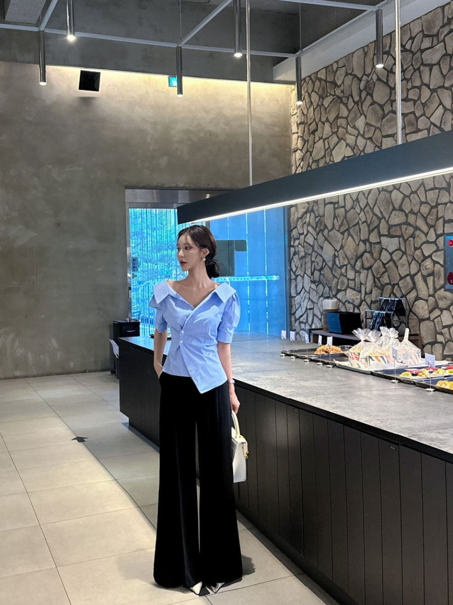 新作【即納 5/22(金)12:00～販売START】アシメオープンカラーシャツ