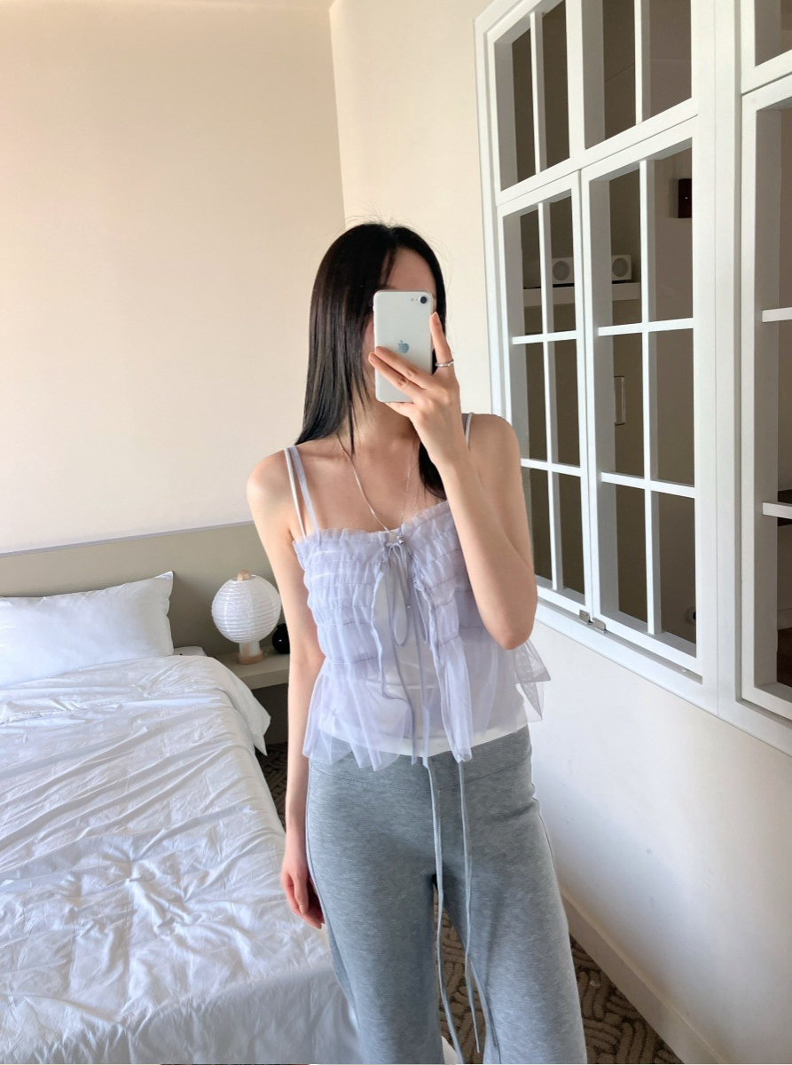 【即納】シアーフリルキャミソール