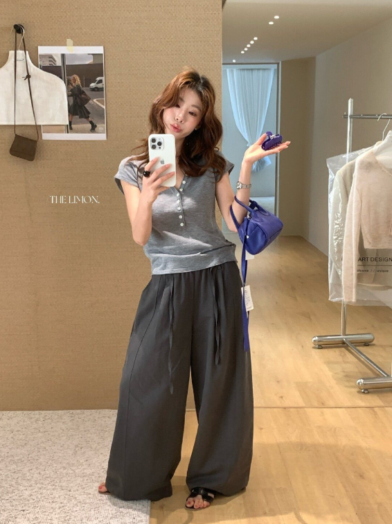 新作【即納 7/10(金)12:00～販売START】ヘンリーネックリブトップス