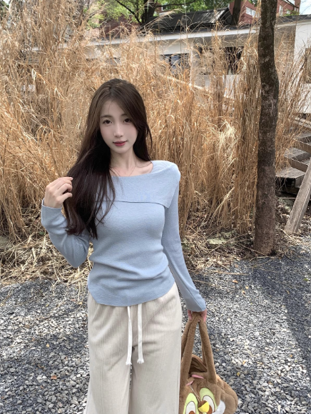 新作【即納 10/2(金)12:00～販売START】アシンメトリーオフショルダーニット