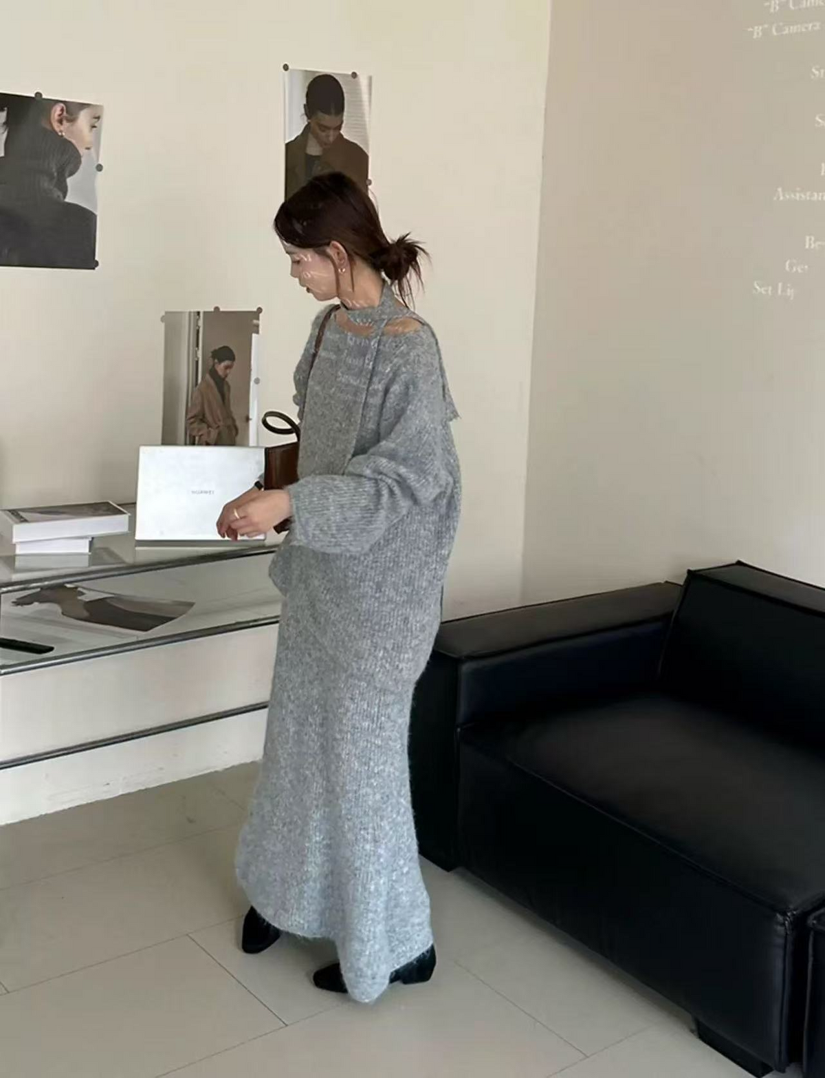 【即納】ルーズニットセットアップ