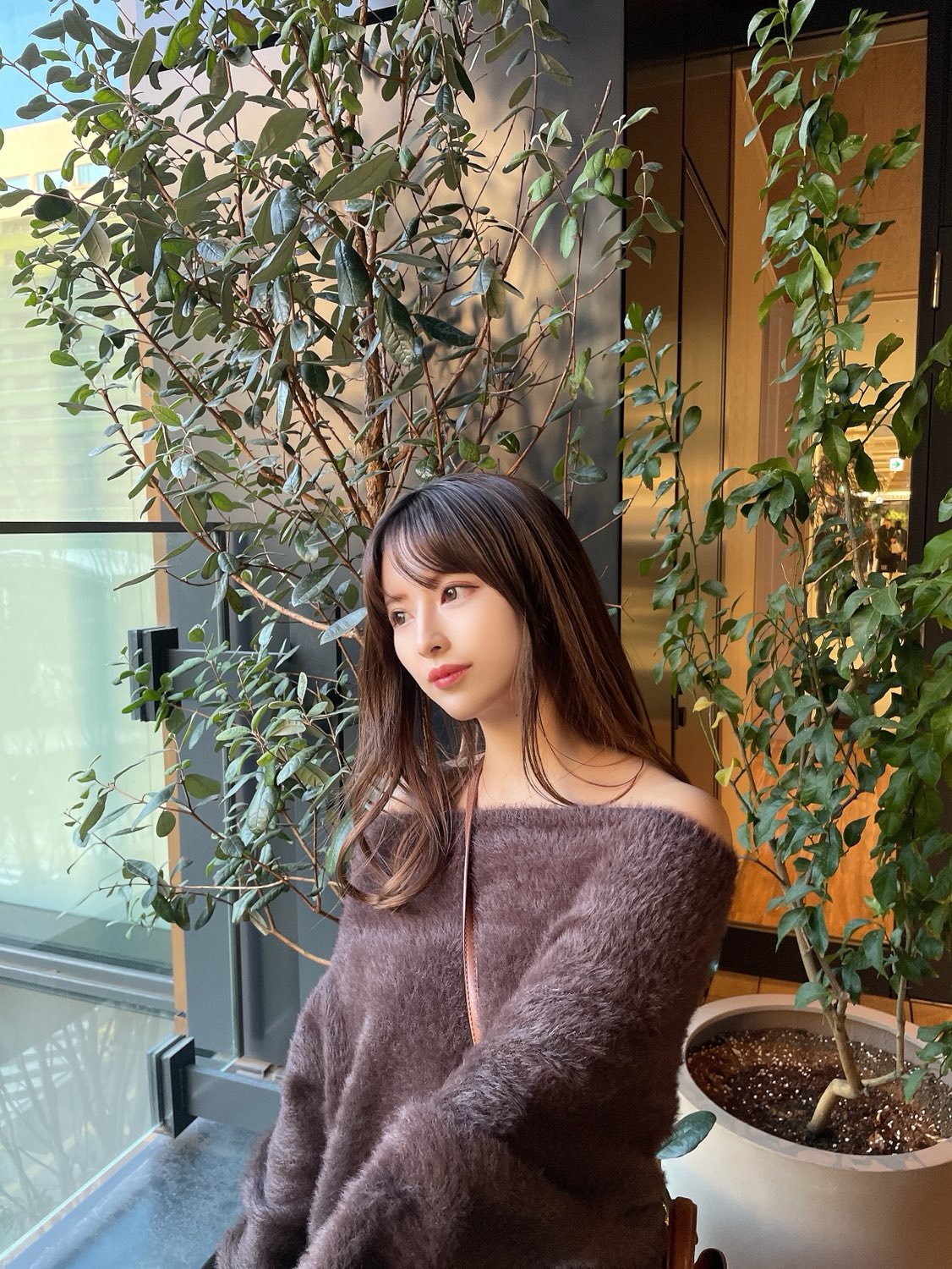 ［ SET ］モヘアライクフェザーニットプルオーバー × ティアードシフォンロングスカート