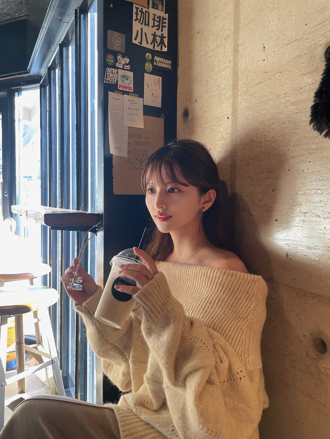 ［ SET ］オフショルダールーズニットプルオーバー×ティアードシフォンロングスカート