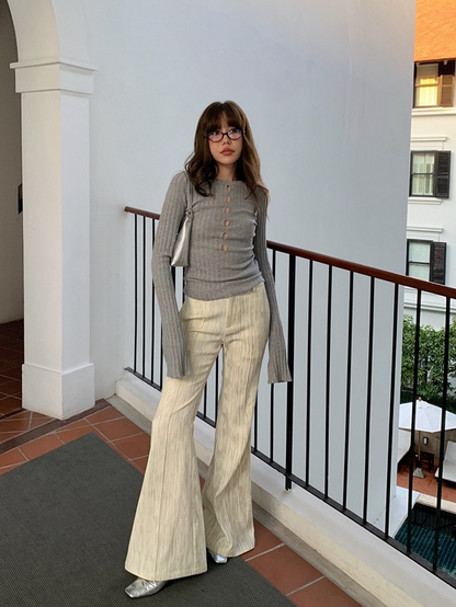 [ Influencer Recommend ]【即納】フロントカットアウトリブニットトップス