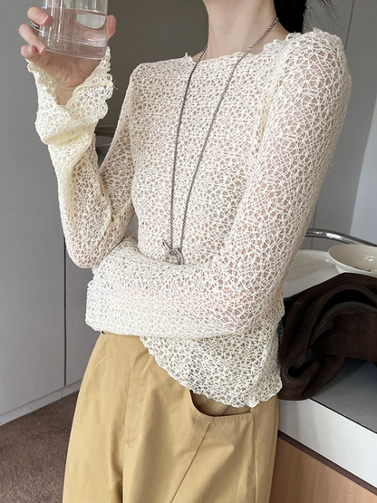 【在庫限り!! | 即納♡】フレアスリーブシアークロシェトップス