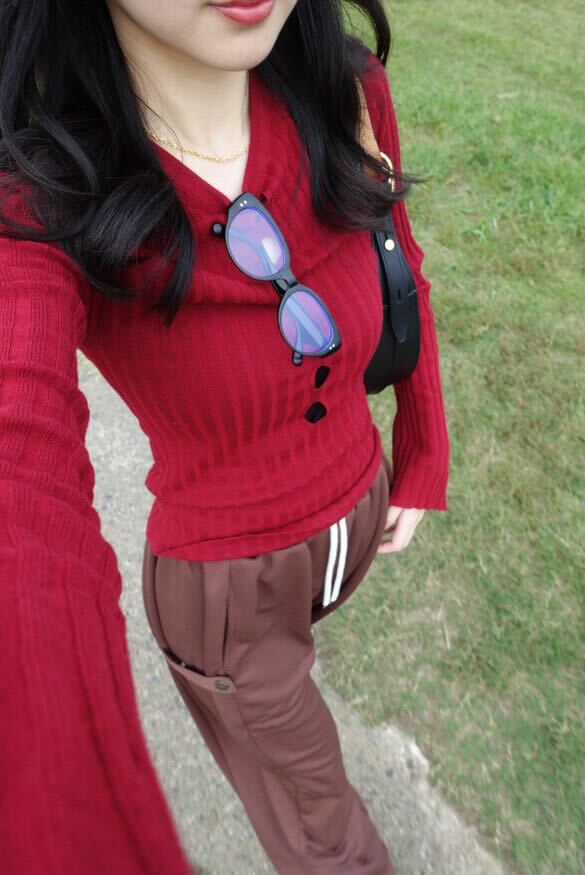 [ Influencer Recommend ]【即納】フロントカットアウトリブニットトップス