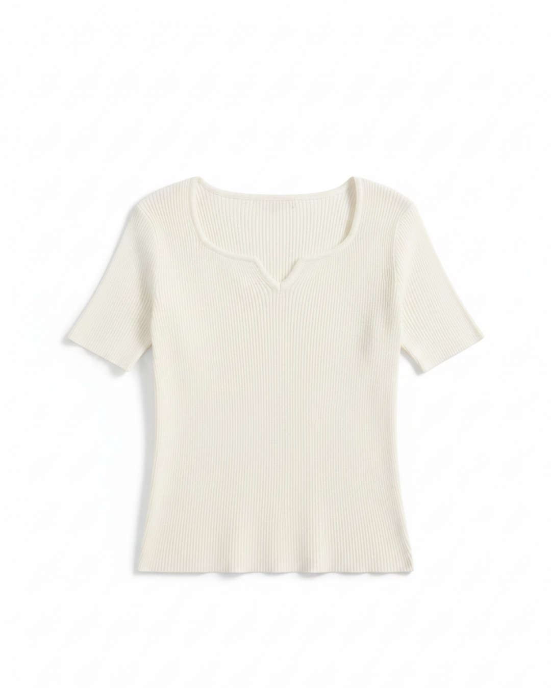 セット対象 | 2BUY10%OFF【即納】半袖カーブネックリブニットトップス