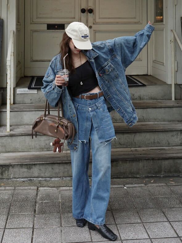 [ Influencer Recommend ] レイヤードデザインデニムパンツ