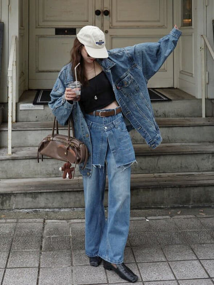 [ Influencer Recommend ] レイヤードデザインデニムパンツ