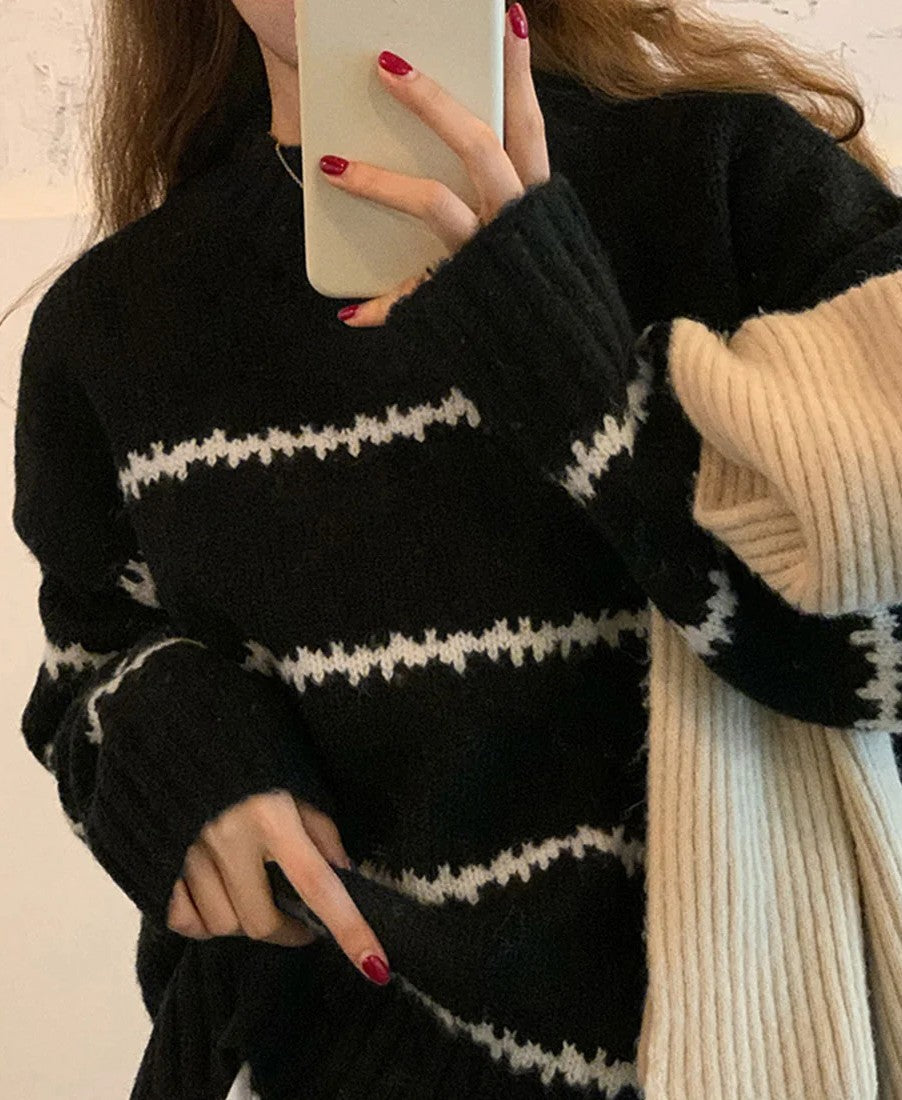 ノルディックステッチルーズフィットニット