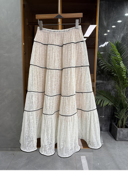 ［ SET ］ケーブルオフショルダーニットトップス×チュールティアードスカート