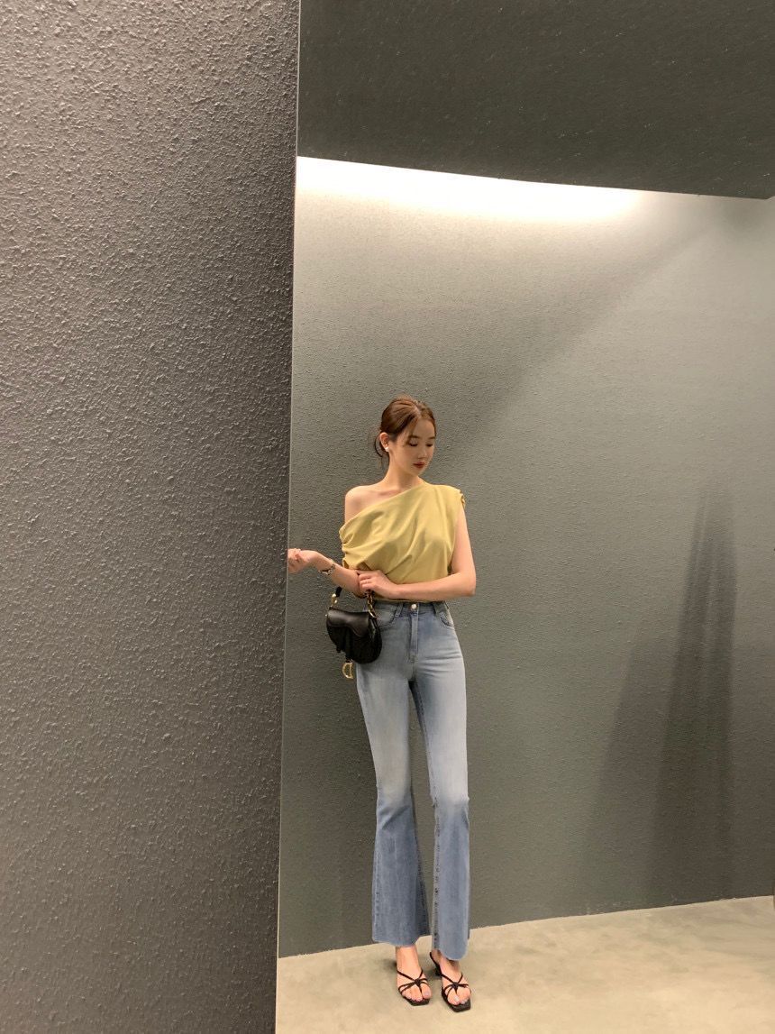 即納【新作 4/10(金)12:00～販売START】ギャザードレープワンショルトップス