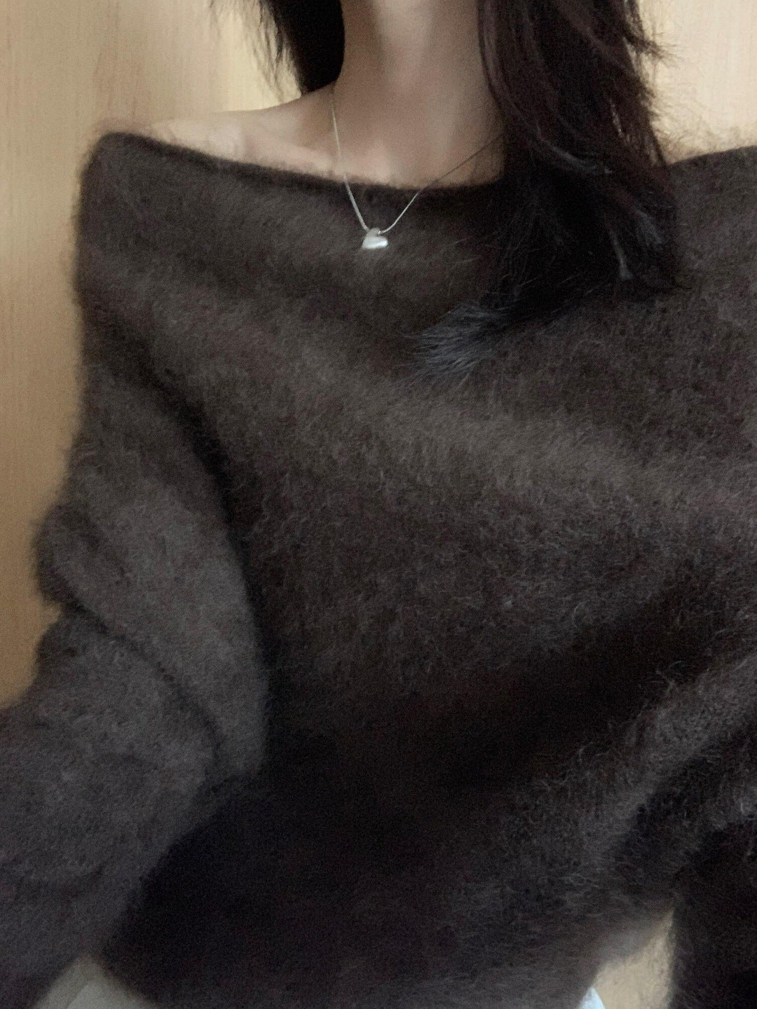 ［ SET ］モヘアライクフェザーニットプルオーバー × ティアードシフォンロングスカート