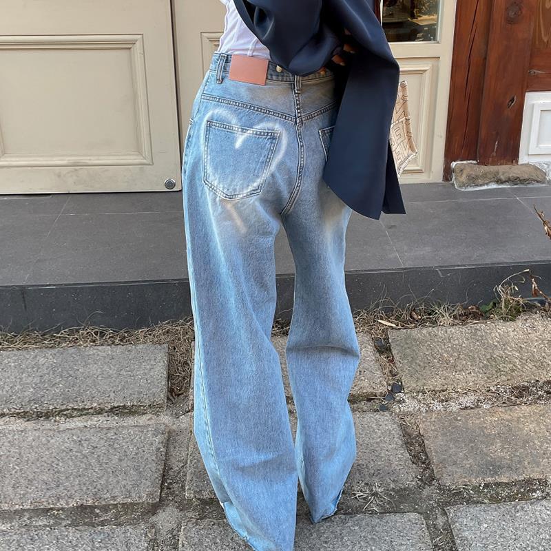 新作【即納 4/24(金)12:00～販売START】ウォッシュド ワイドストレートデニム