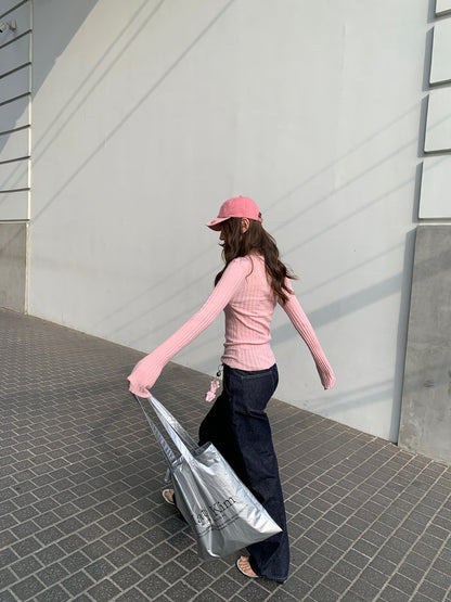 [ Influencer Recommend ]【即納】フロントカットアウトリブニットトップス