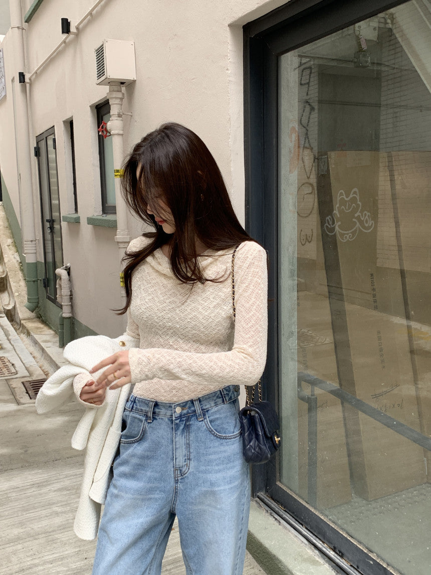 【予約】シアーテクスチャー ドレープネックトップス