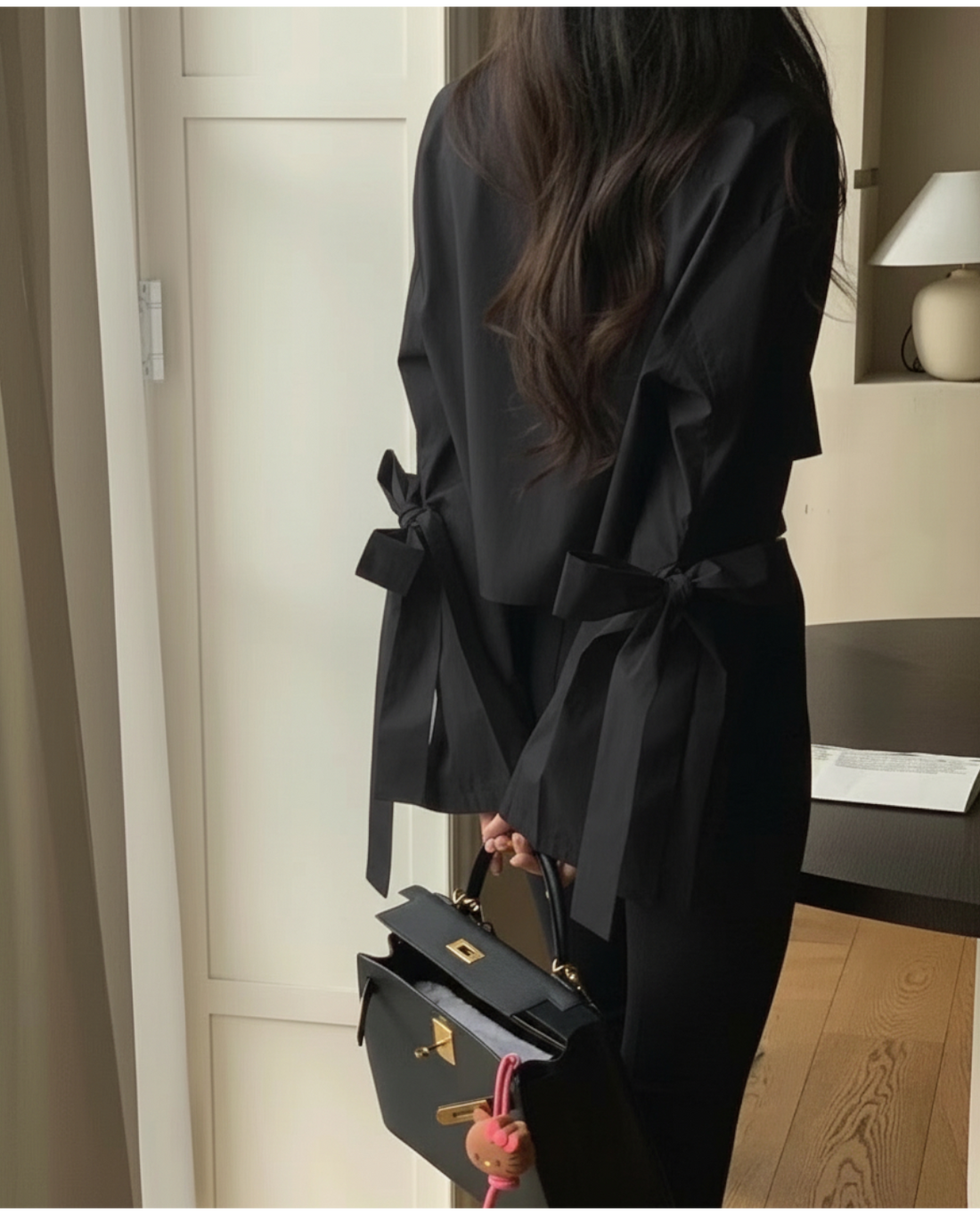 【即納】スリーブリボン ブロードブラウス