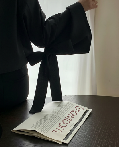 【即納】スリーブリボン ブロードブラウス