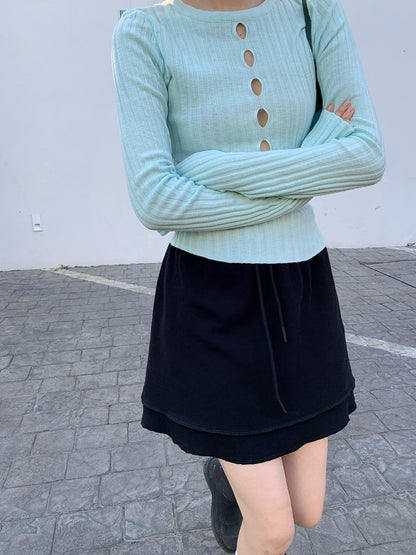 [ Influencer Recommend ]【即納】フロントカットアウトリブニットトップス