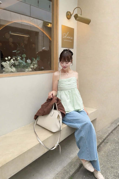 [ Influencer Recommend ]【即納】バックリボンギャザーキャミブラウス