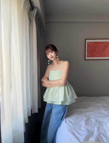 [ Influencer Recommend ]【即納】バックリボンギャザーキャミブラウス