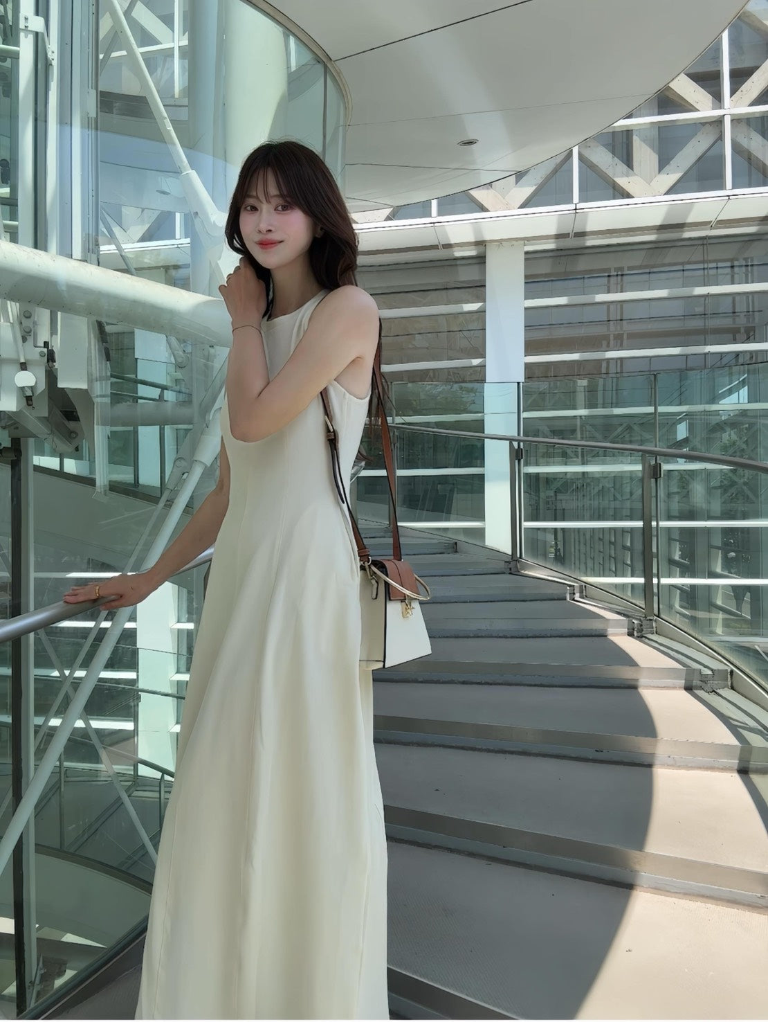 [ Influencer Recommend ]【即納】モダンライン ノースリーブロングワンピース