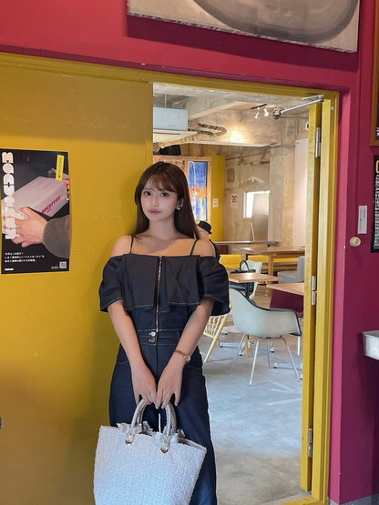 [ Influencer Recommend ]【即納】フリルキャミデニムセットアップ