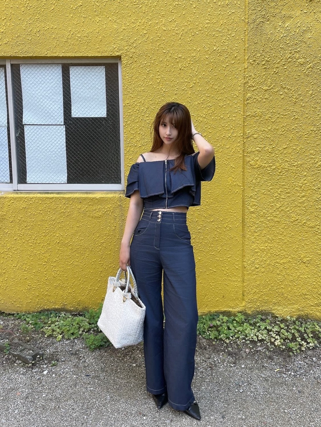 [ Influencer Recommend ]【即納】フリルキャミデニムセットアップ