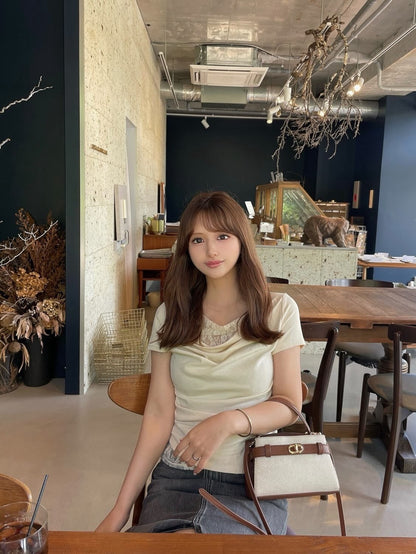 新作【即納 6/26(金)12:00～販売START】[ Influencer Recommend ] レースレイヤードドレープトップス