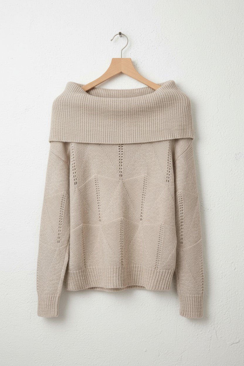 ［ SET ］オフショルダールーズニットプルオーバー×ティアードシフォンロングスカート