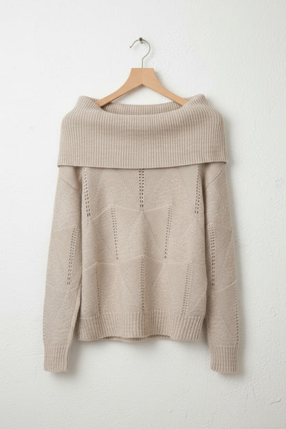 ［ SET ］オフショルダールーズニットプルオーバー×ティアードシフォンロングスカート