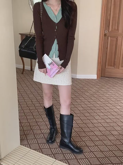 【一部即納】レイヤードデザインリブニット