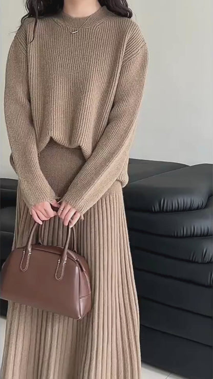 ［ SET ］ルーズフィットダメージニット×ロングスカートセット