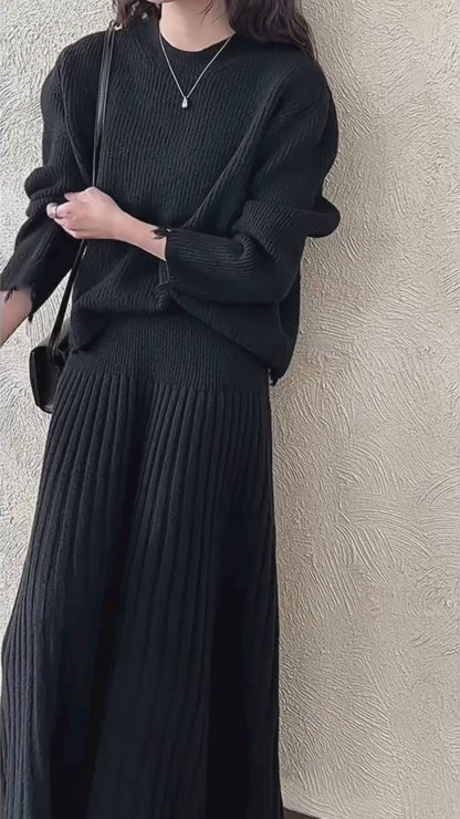 ［ SET ］ルーズフィットダメージニット×ロングスカートセット