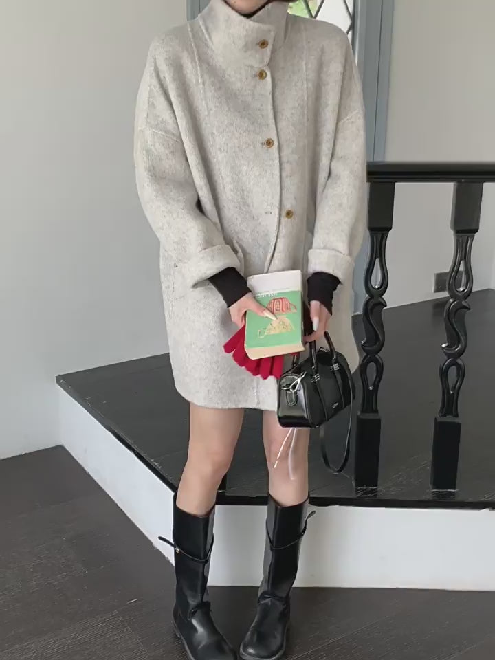 【12/19(金)PM12:00～販売START】クラシックスタンドネックウールハーフコート