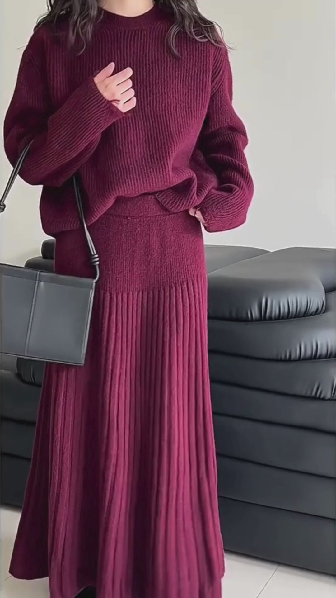 ［ SET ］ルーズフィットダメージニット×ロングスカートセット