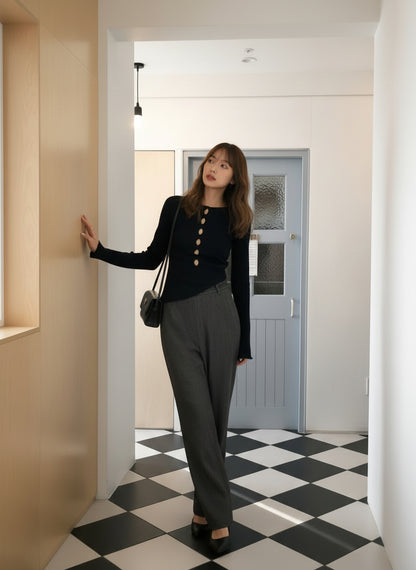 Set fair対象 | 27日(金)0:00～【即納】フロントカットアウトリブニットトップス