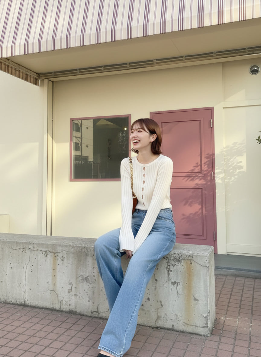 Set fair対象 | 27日(金)0:00～【即納】フロントカットアウトリブニットトップス