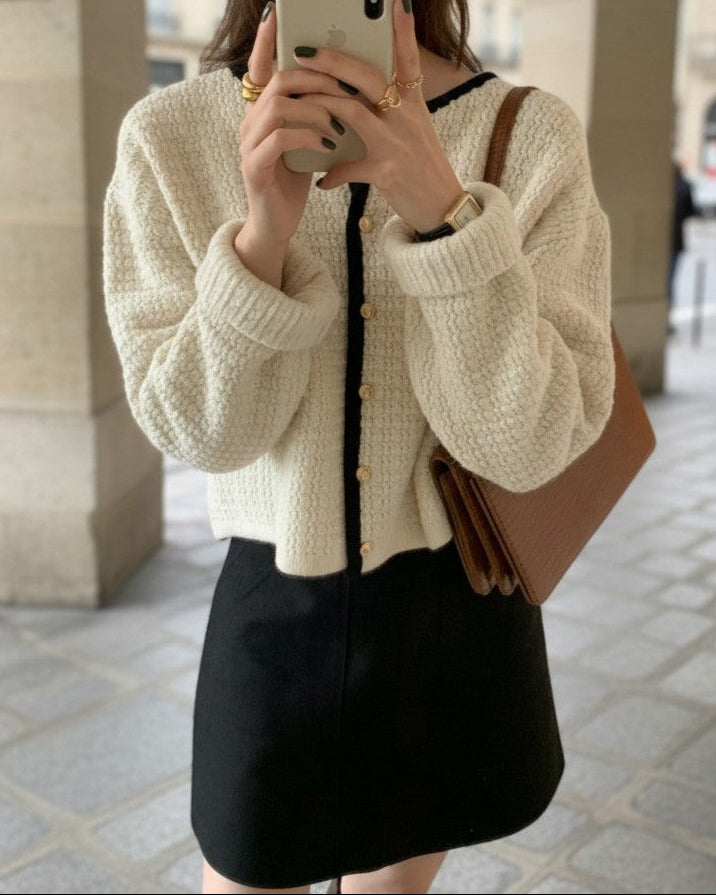 ヴィンテージコントラストニットカーディガン