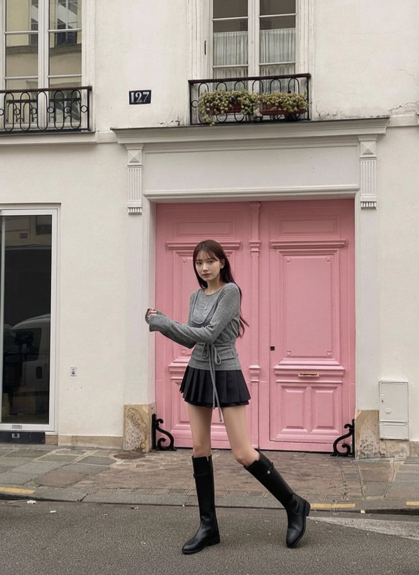 【即納】シアーニットキャミレイヤードトップス