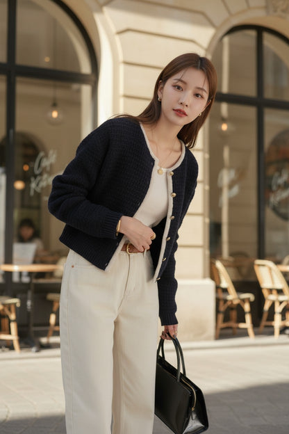 ヴィンテージコントラストニットカーディガン