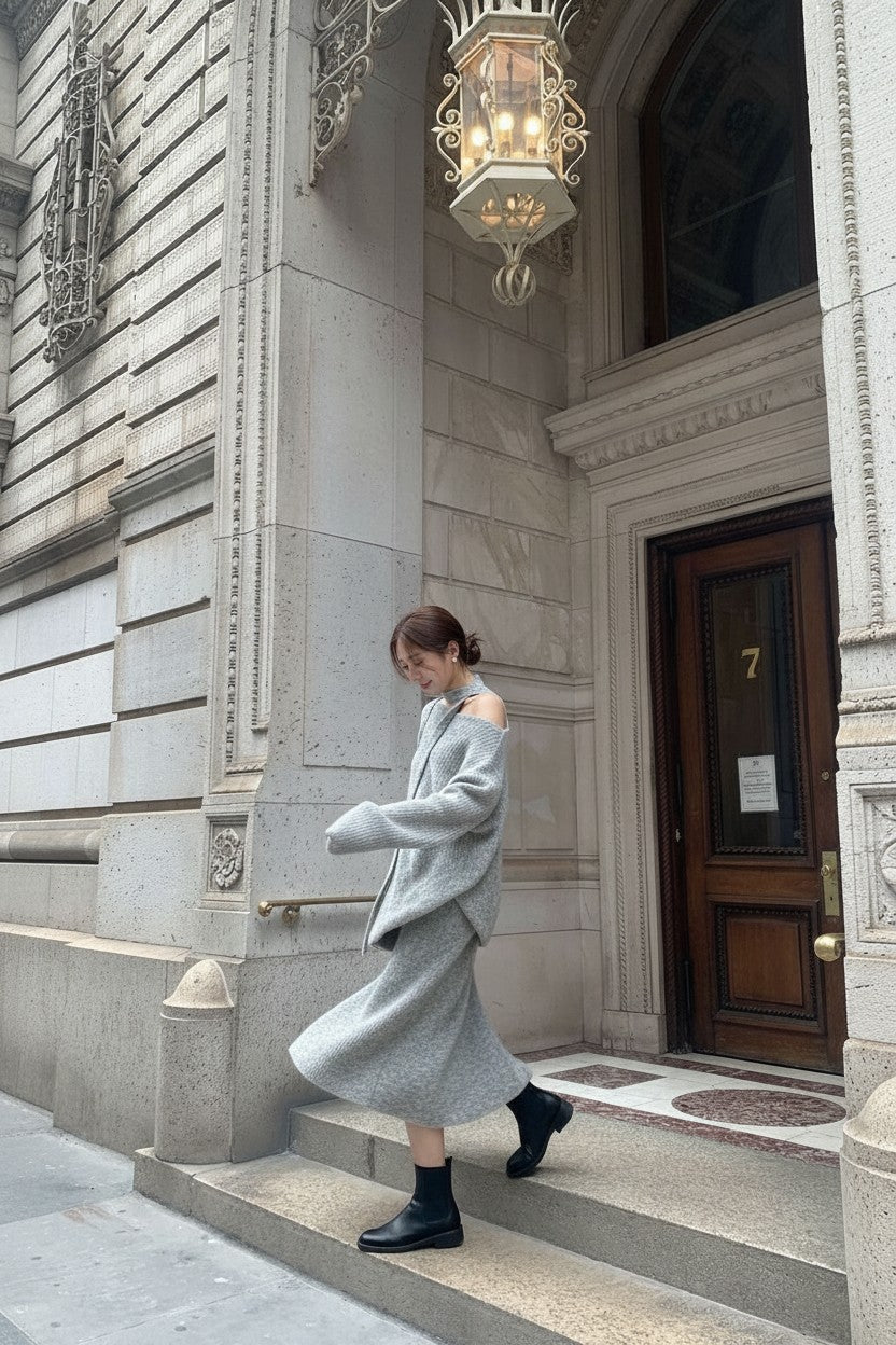 【即納】ルーズニットセットアップ