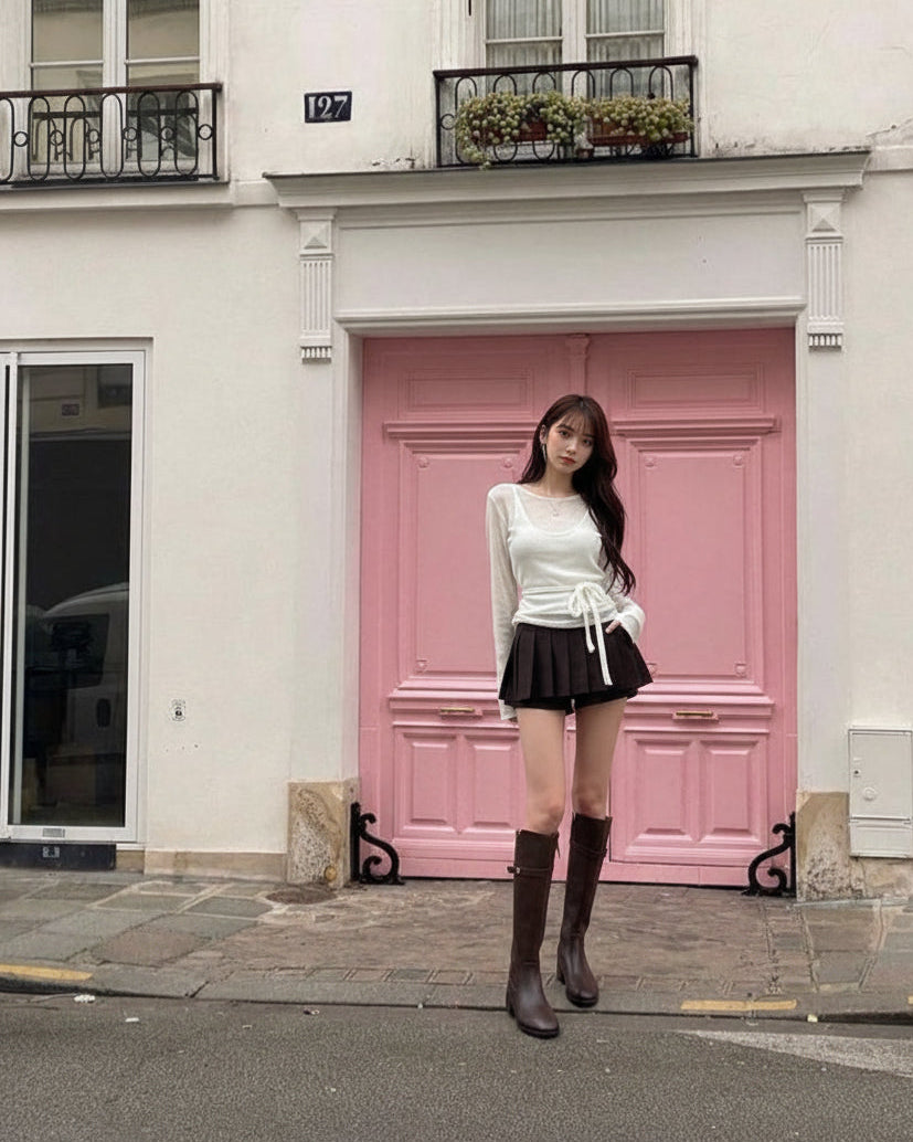 【即納】シアーニットキャミレイヤードトップス