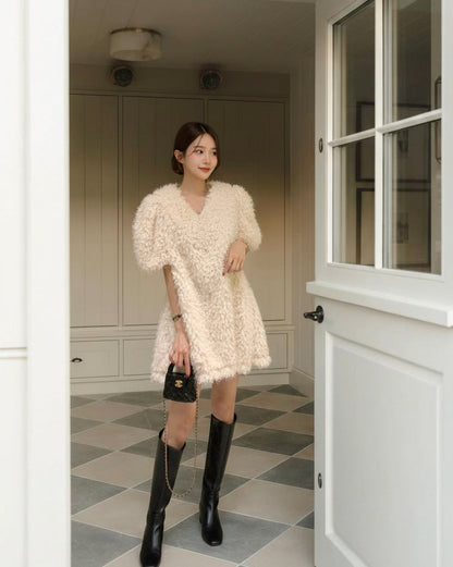 【即納】パフシャギーミニワンピース