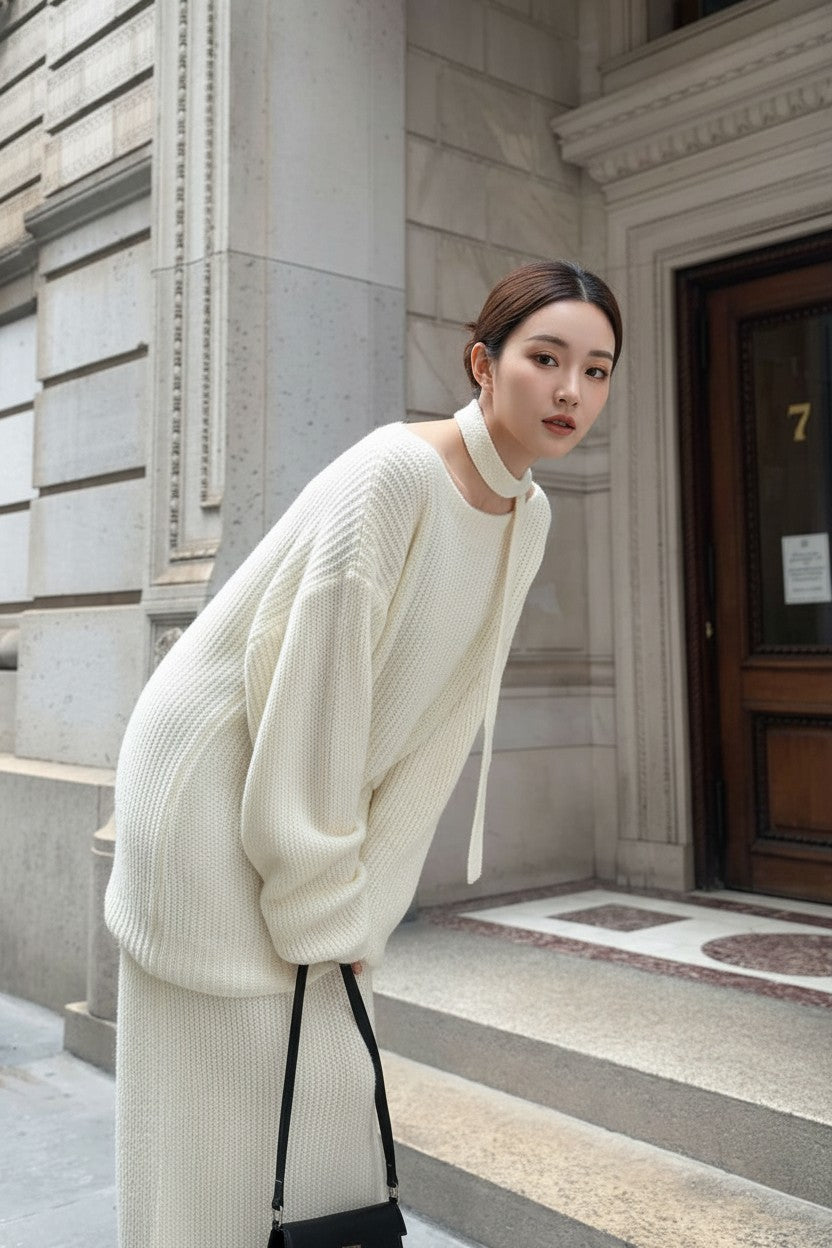 【即納】ルーズニットセットアップ